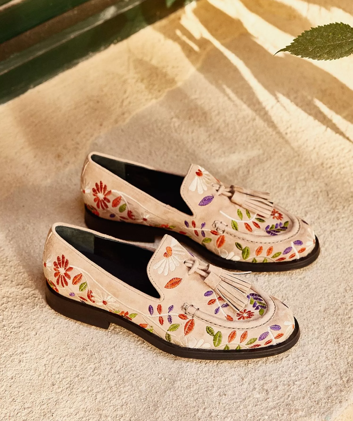 Flat Shoes | Pedro Miralles Flat Shoes Beige Embroidered Fabric Moccasins