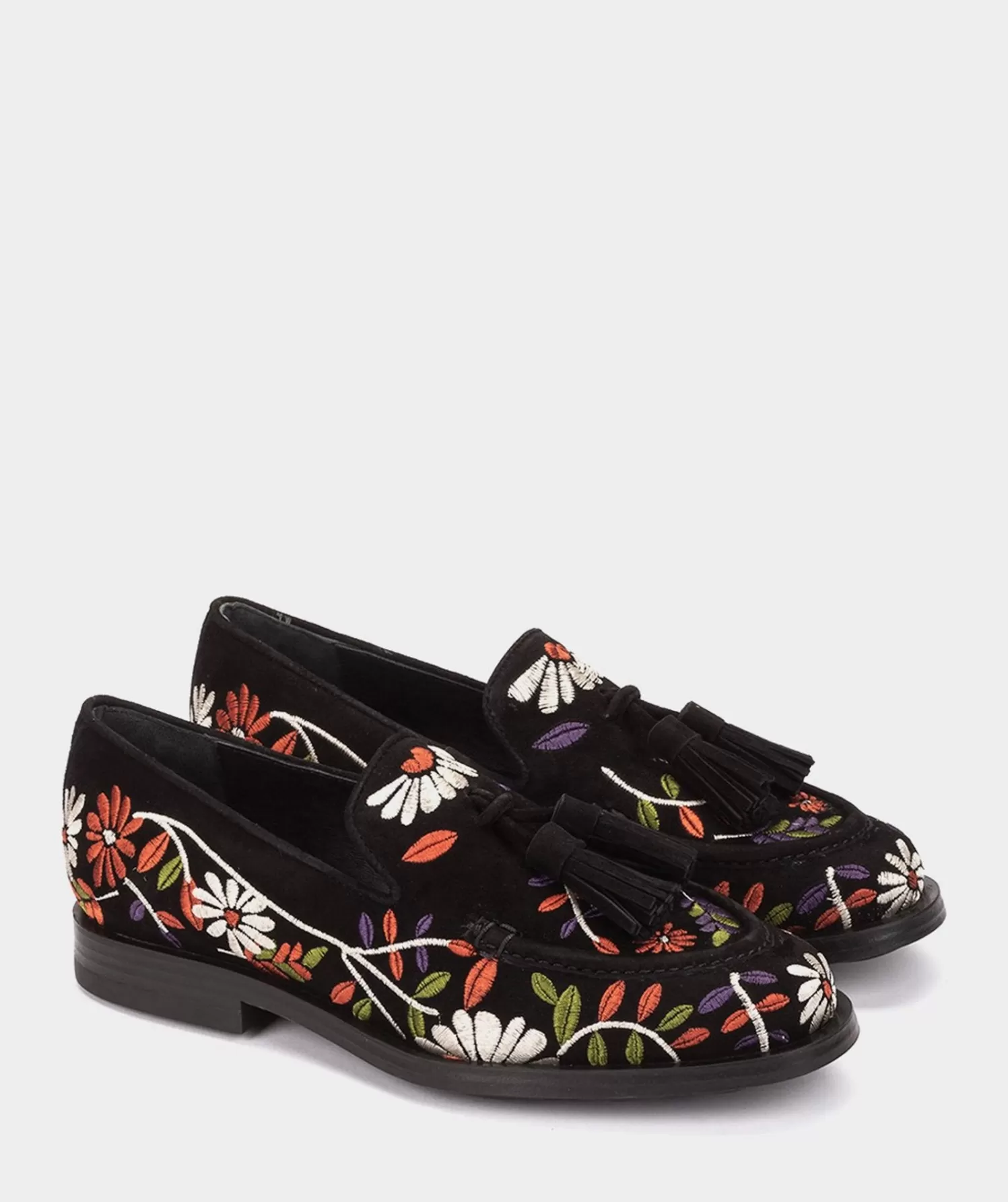 Loafers | Pedro Miralles Loafers Black Embroidered Fabric Moccasins