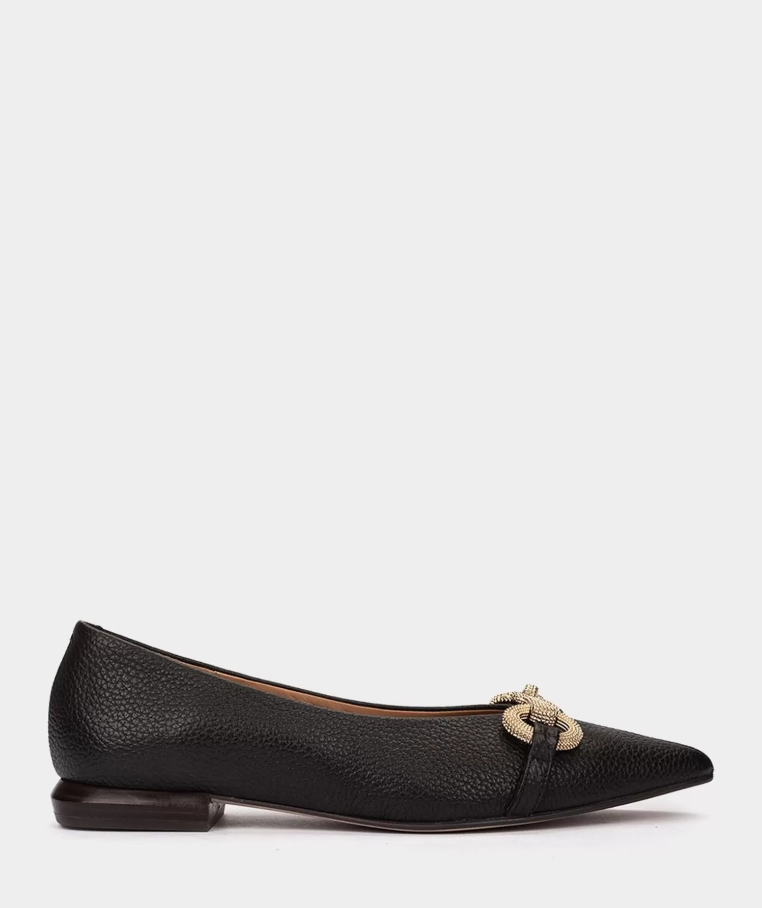 Ballet Flats | Pedro Miralles Ballet Flats Black Leather Ballerina Pumps With Gold Embellishment