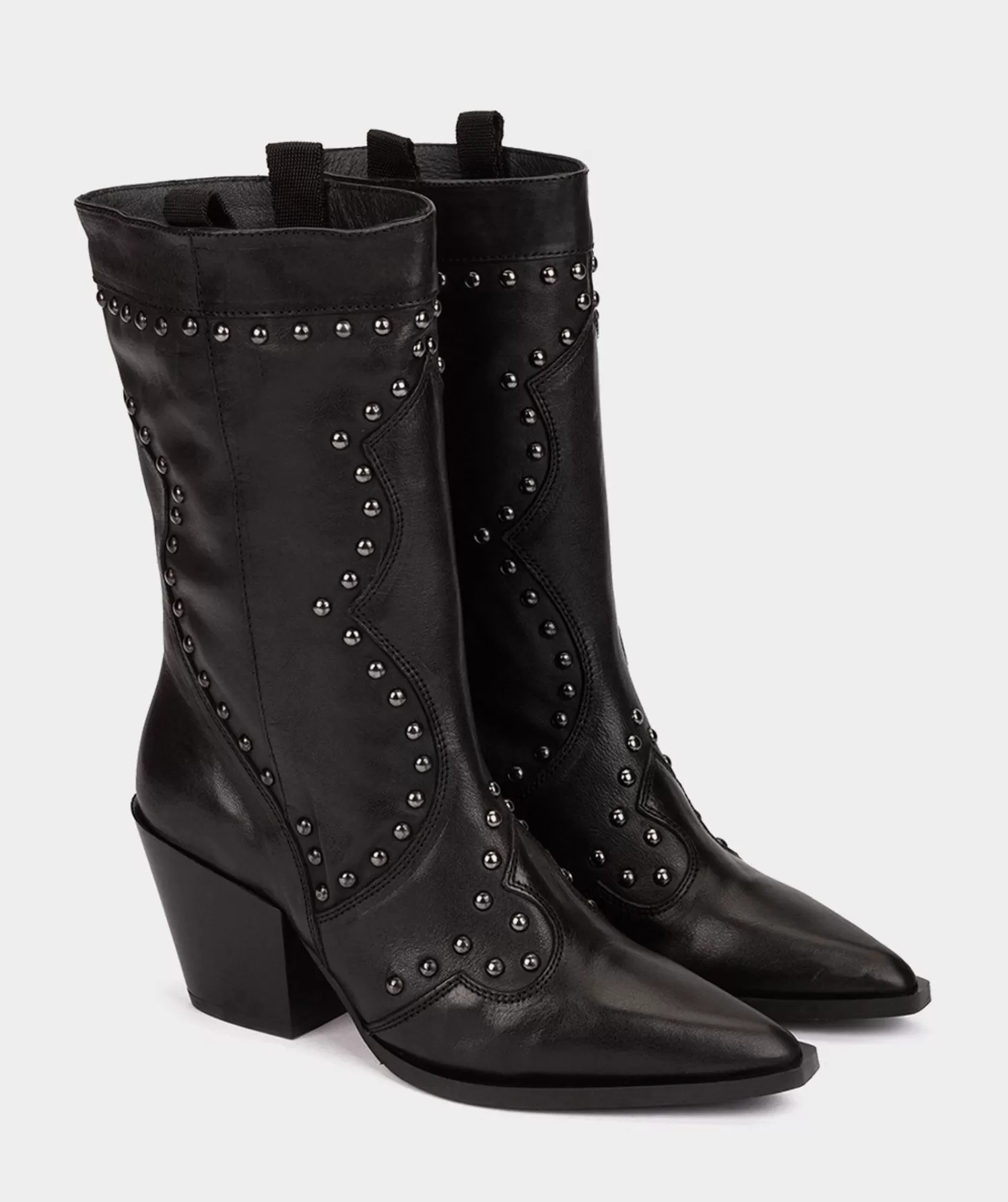 Boots | Pedro Miralles Boots Black Leather Mid-Calf Boots