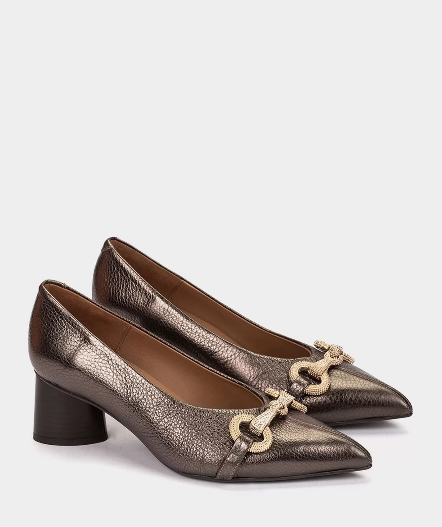 Pumps | Pedro Miralles Pumps Bronze Coloured Metallic Leather Pumps With Pointed Toes