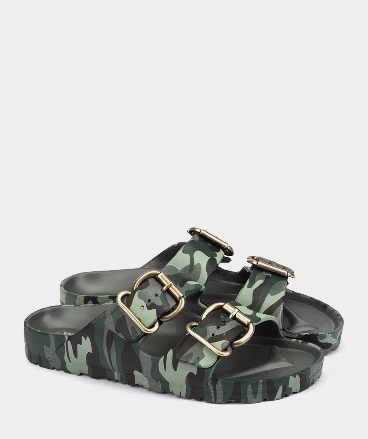 Flat Sandals | Pedro Miralles Flat Sandals Flat Sandals With Camouflage Print, Adorned With Buckles