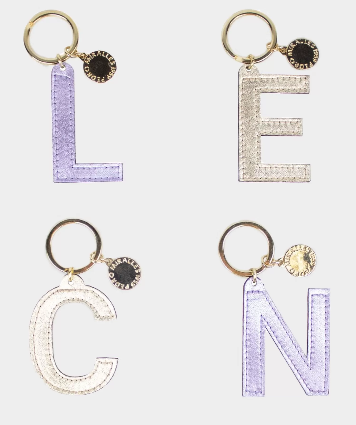 Gifts | Pedro Miralles Gifts Gold And Lilac Leather Initial Keyring