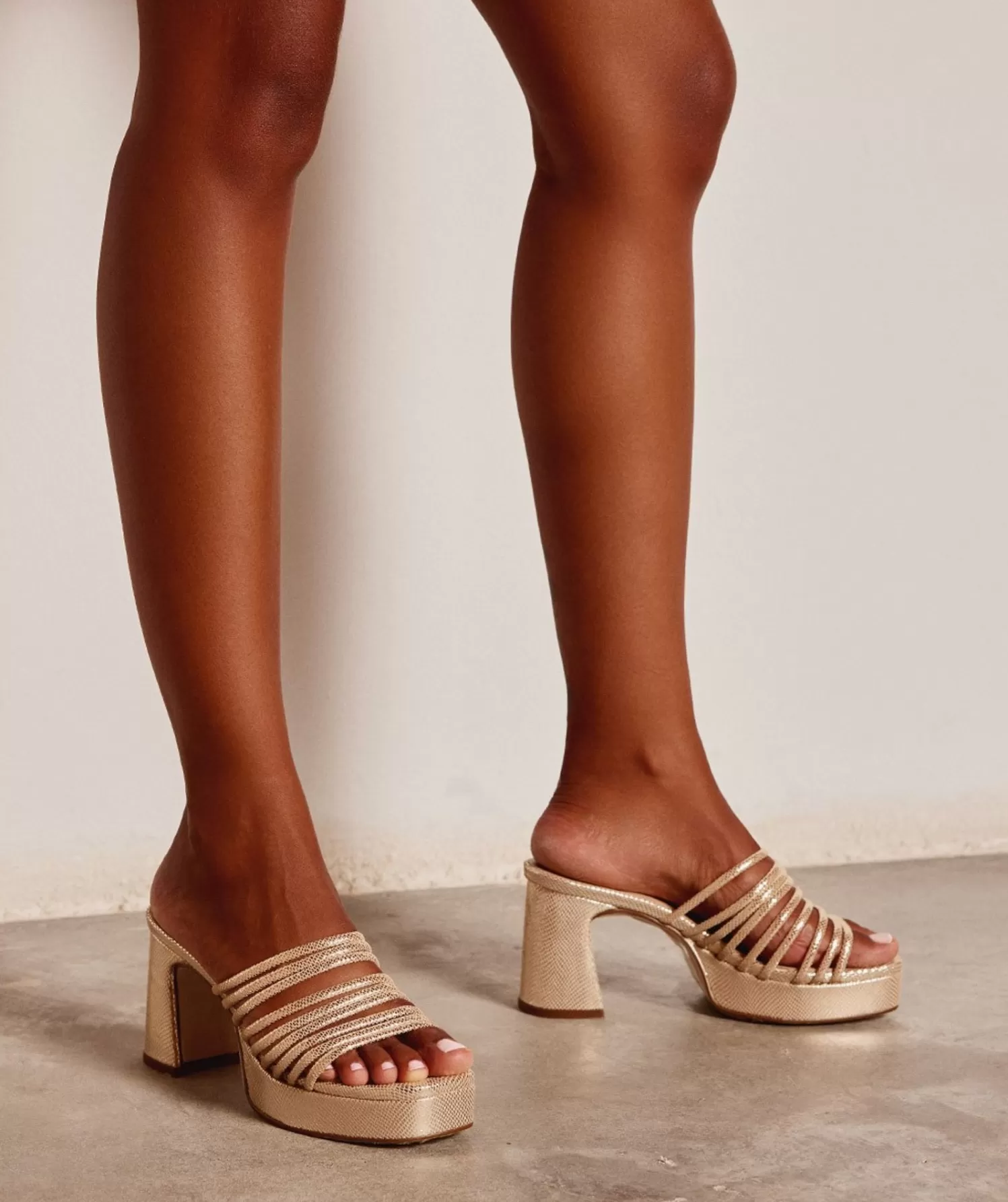 Heeled Sandals | Pedro Miralles Heeled Sandals Gold-Tone Metallic Leather Platform Heeled Sandals