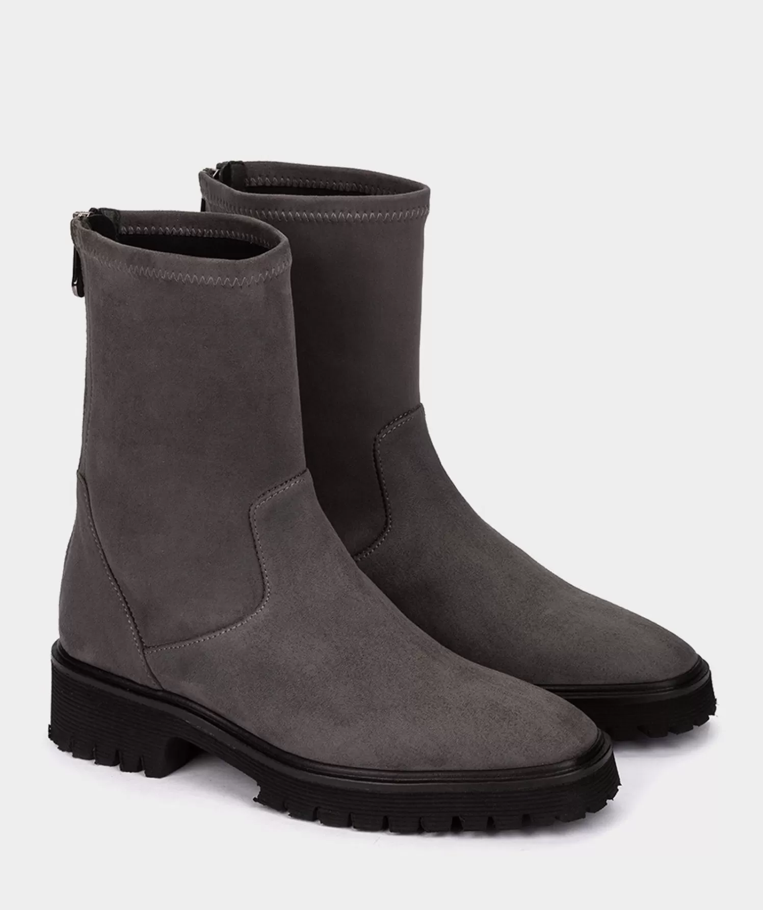 Ankle Boots | Pedro Miralles Ankle Boots Grey Stretch Fabric Ankle Boots With Rear Zip Fastening