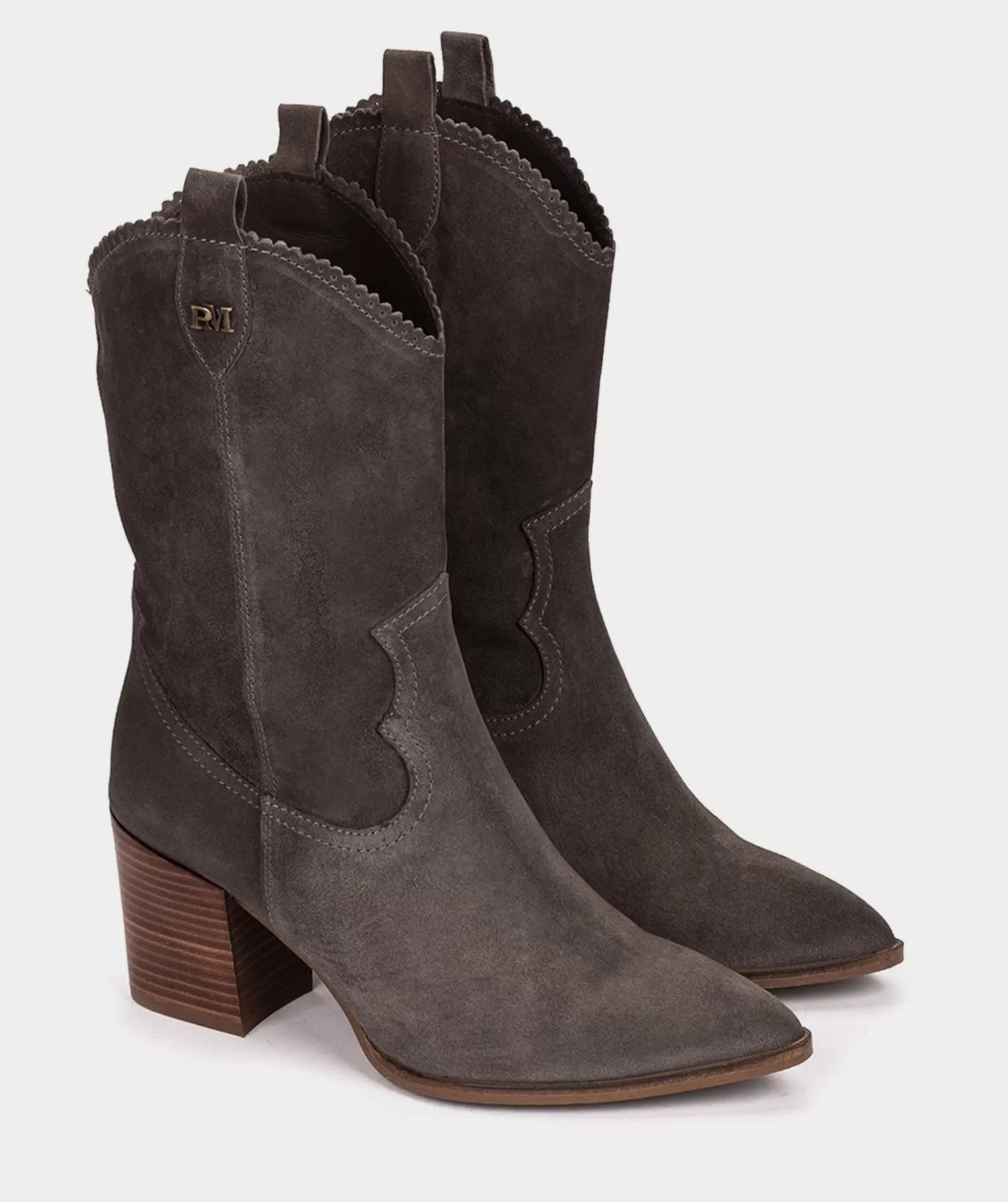 Boots | Pedro Miralles Boots Half-Calf Boots Made Of Split Leather In Grey Colour