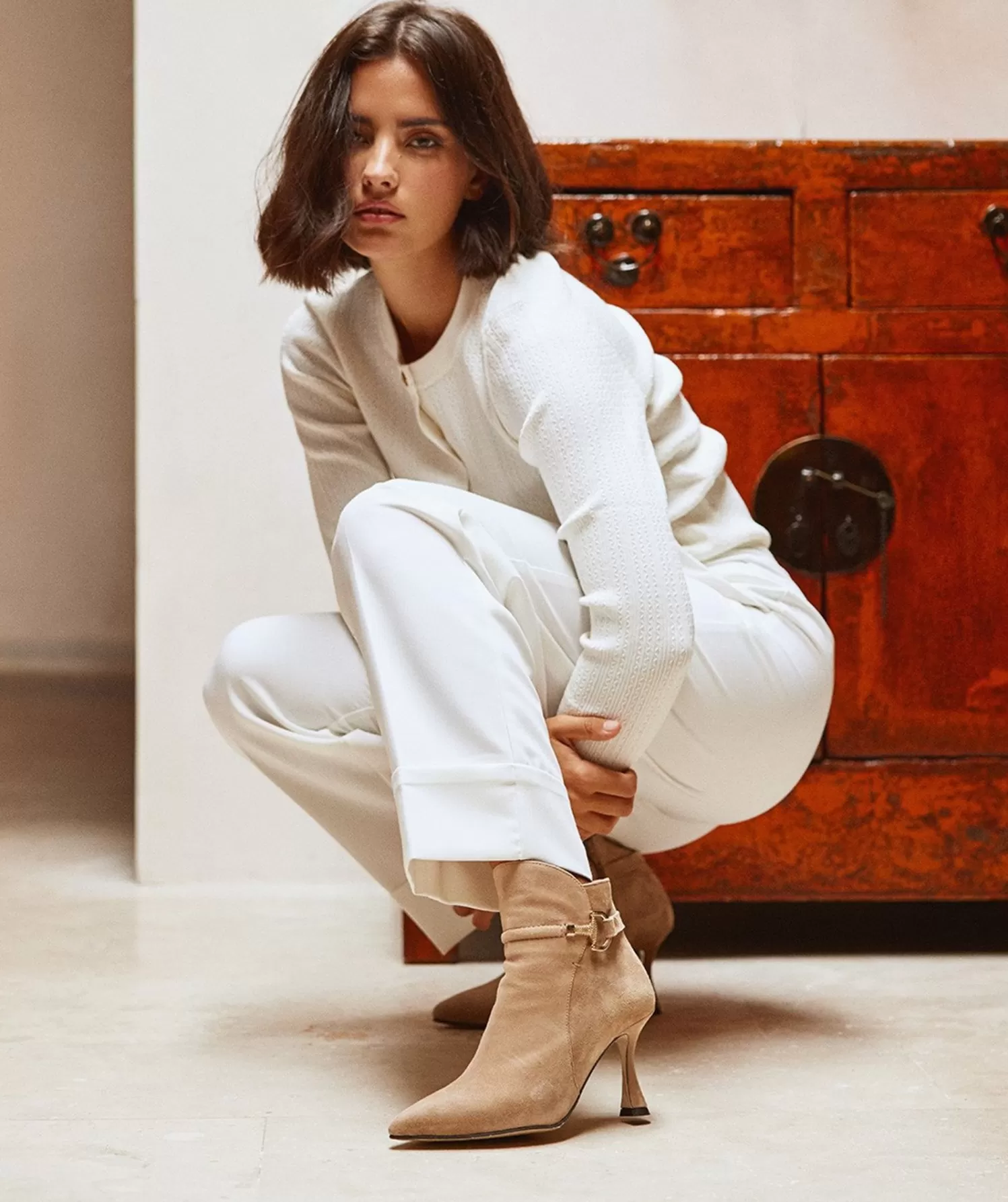 Ankle Boots | Pedro Miralles Ankle Boots Heel Boots Made Of Beige Suede