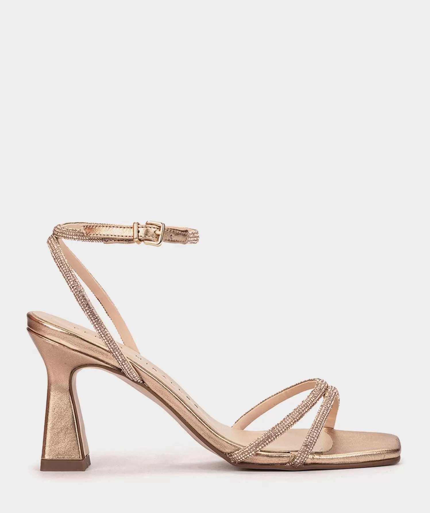 Heeled Sandals | Pedro Miralles Heeled Sandals Leather Heeled Sandals With Rose Gold Coloured Crystal Embellishments