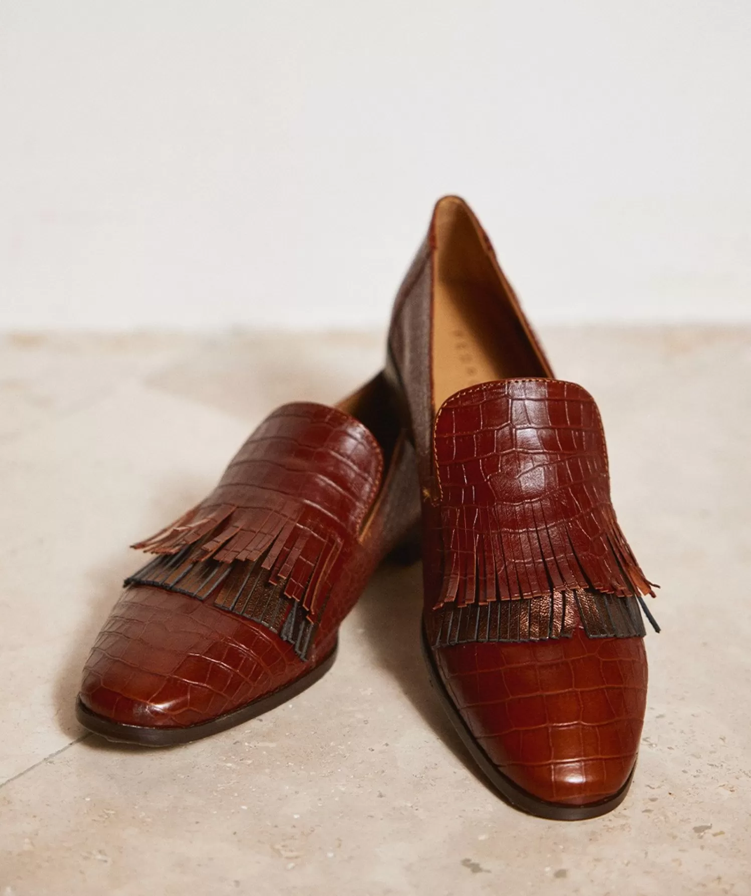 Loafers | Pedro Miralles Loafers Leather Moccasins With Animal Print In Brown Colour