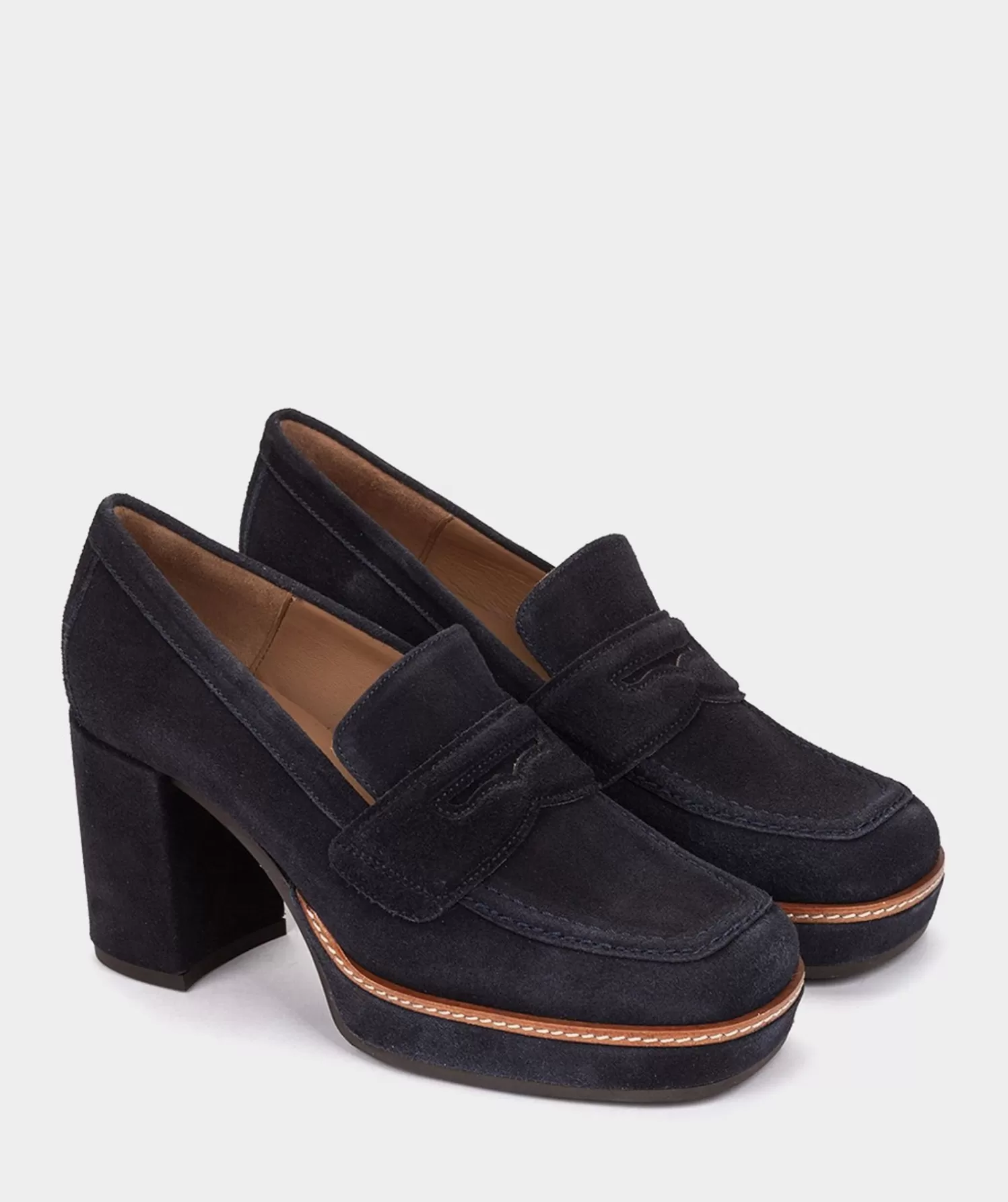 Pumps | Pedro Miralles Pumps Navy Blue Split Leather Loafers