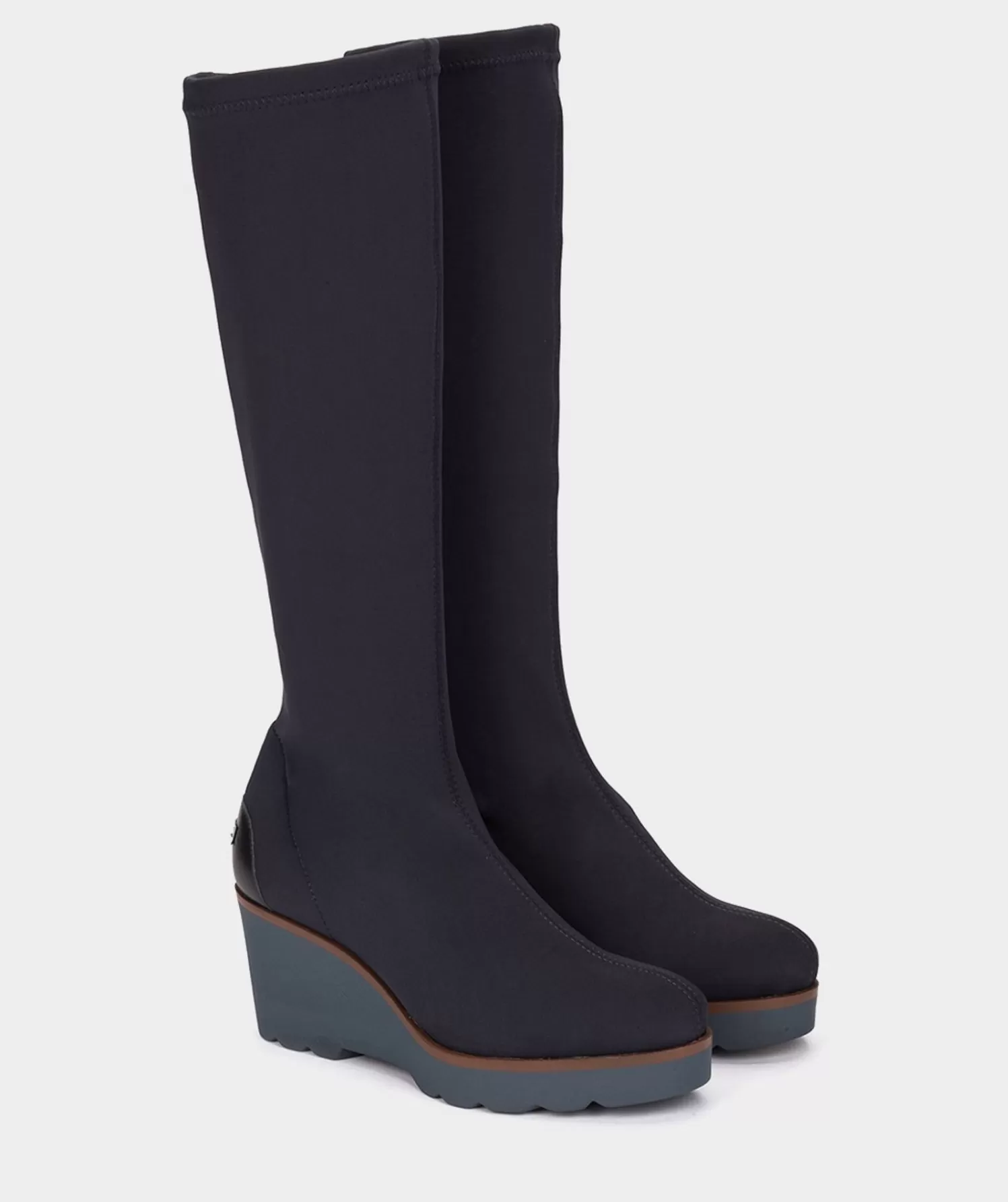 Boots | Pedro Miralles Boots Navy Blue Stretch Fabric High Boots