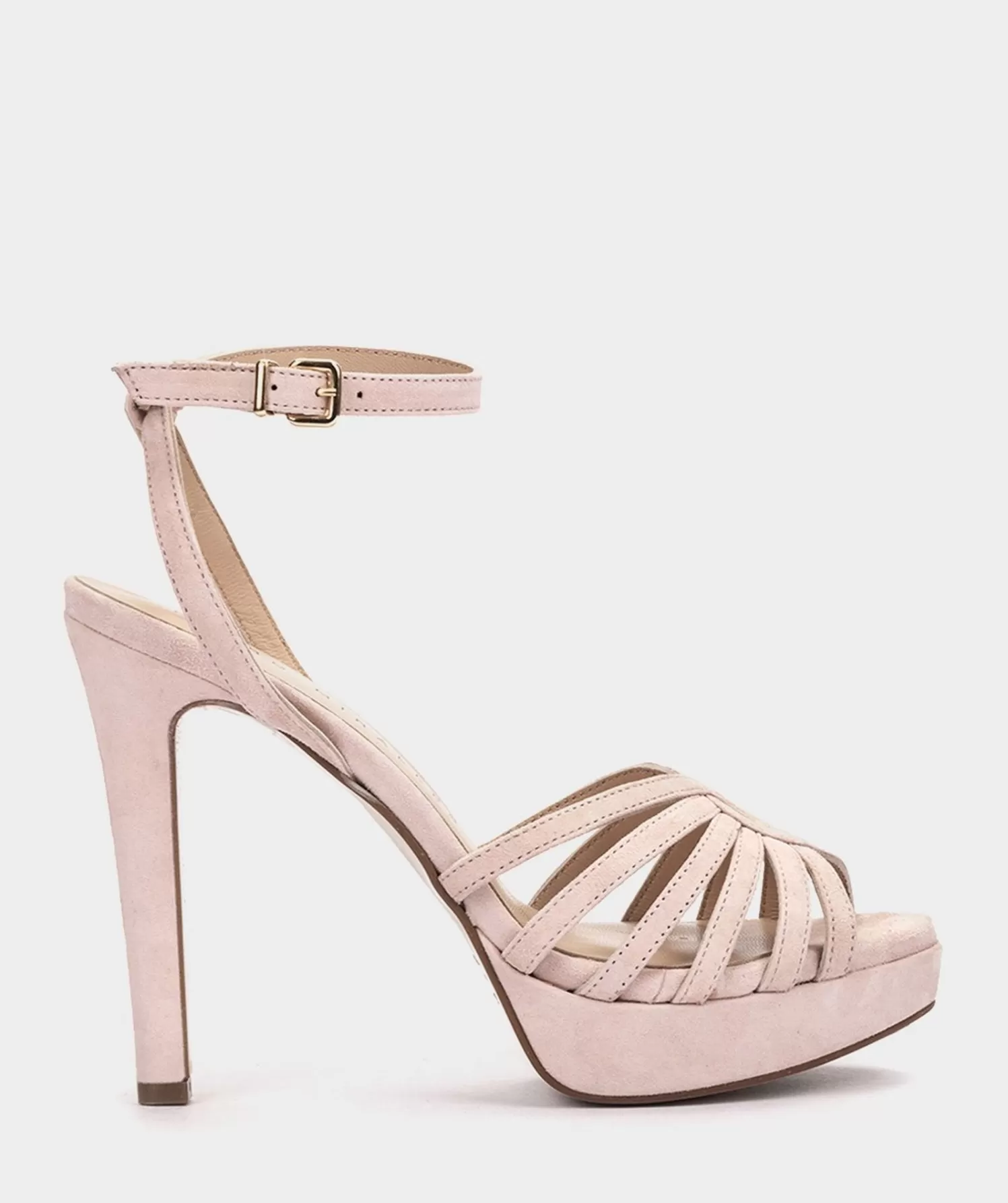 Heeled Sandals | Pedro Miralles Heeled Sandals Nude Suede Leather Platform Heeled Sandals