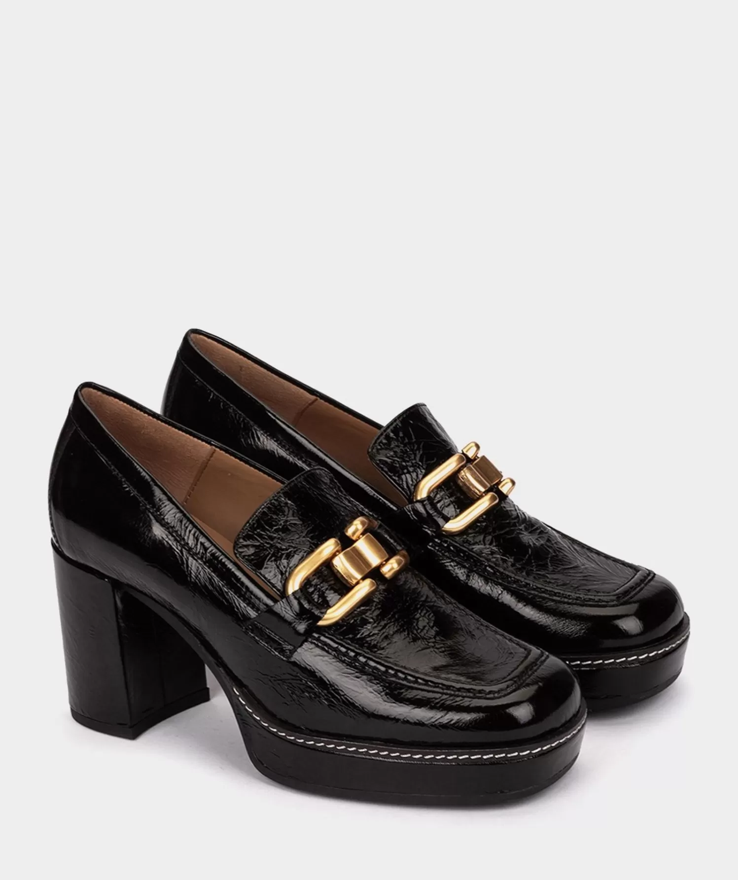 Pumps | Pedro Miralles Pumps Patent Leather Loafers With Black Heels