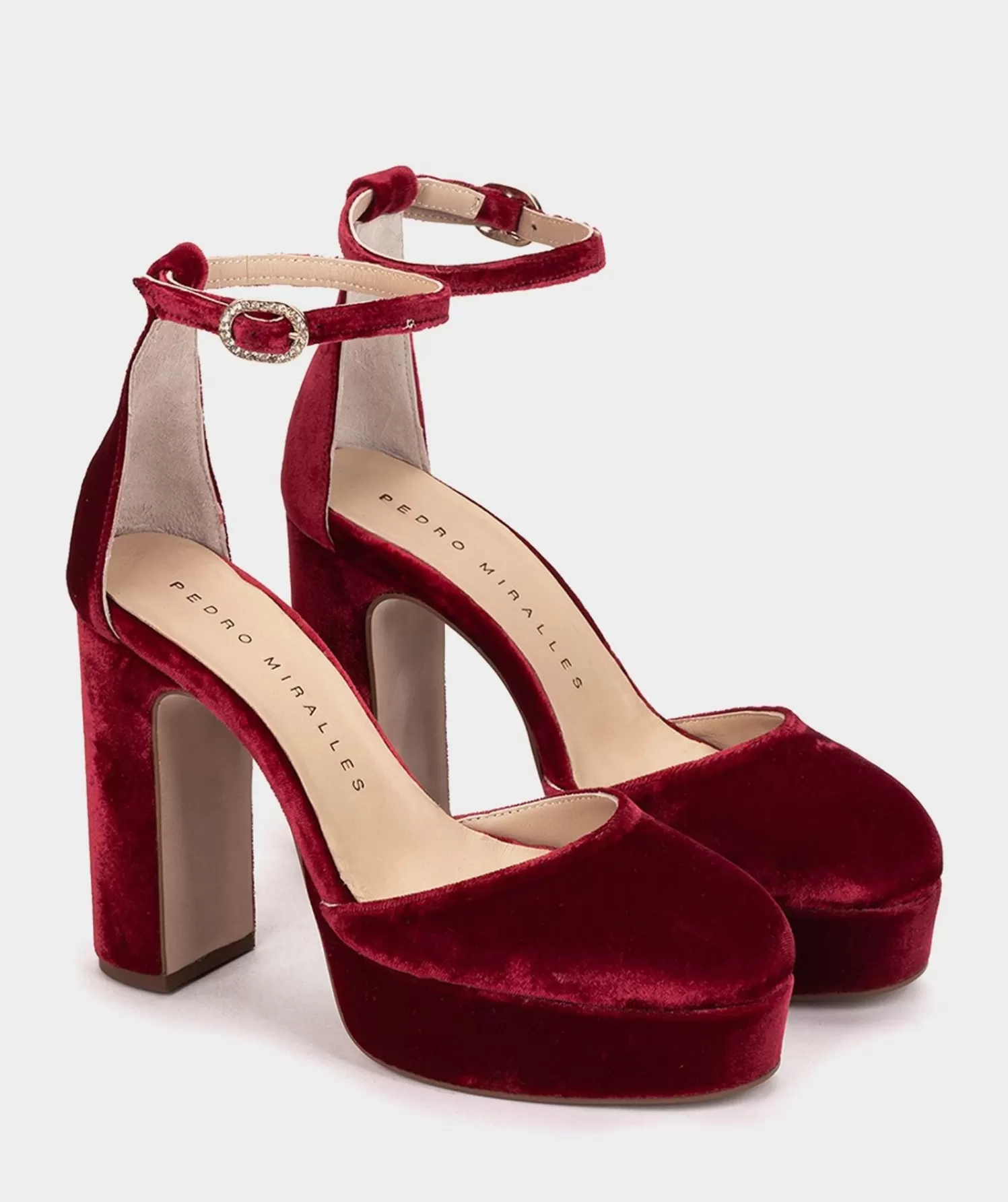 Pumps | Pedro Miralles Pumps Platform Heeled Sandals Made Of Burgundy Velvet