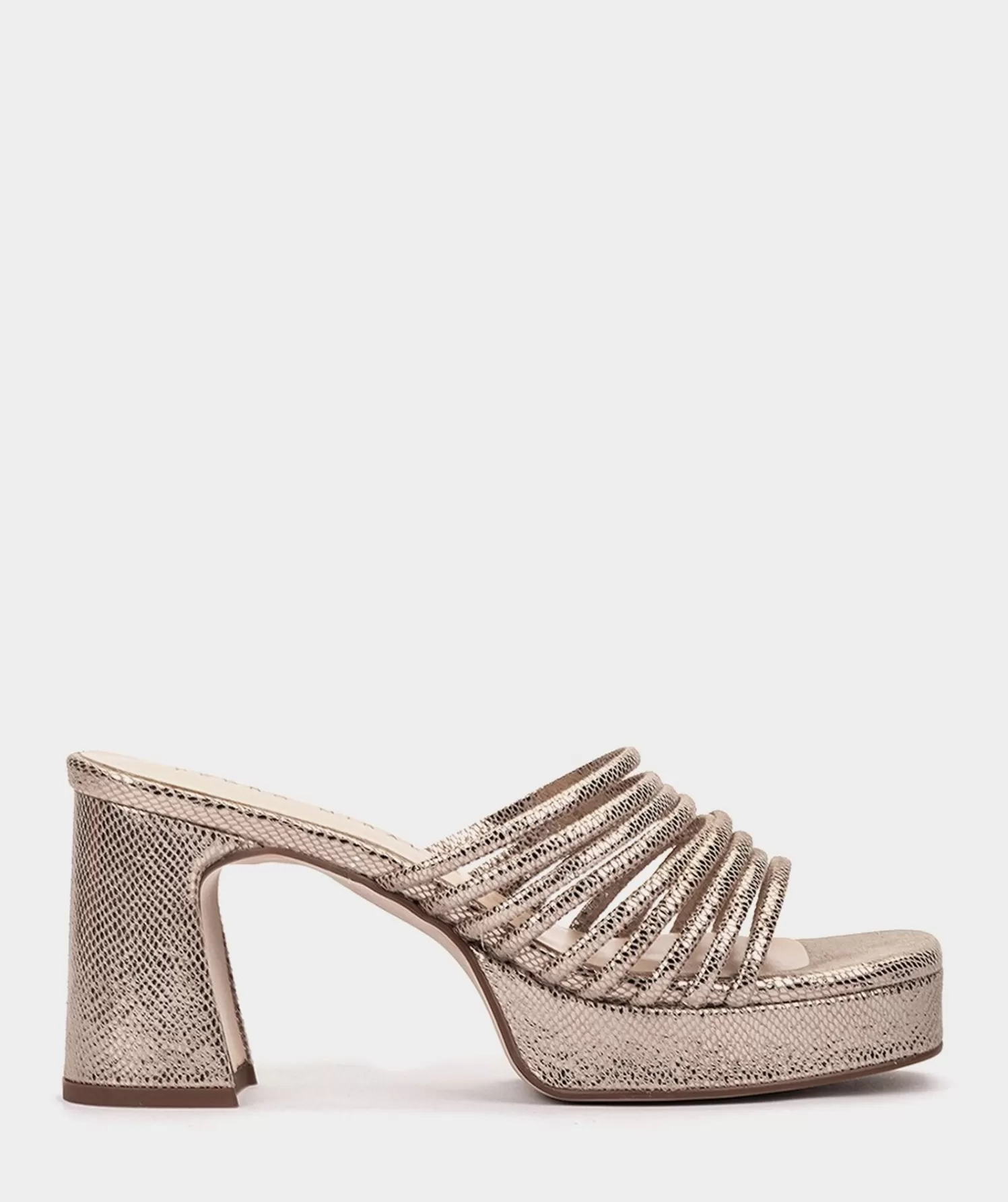 Heeled Sandals | Pedro Miralles Heeled Sandals Smoke-Tone Metallic Leather Platform Heeled Sandals