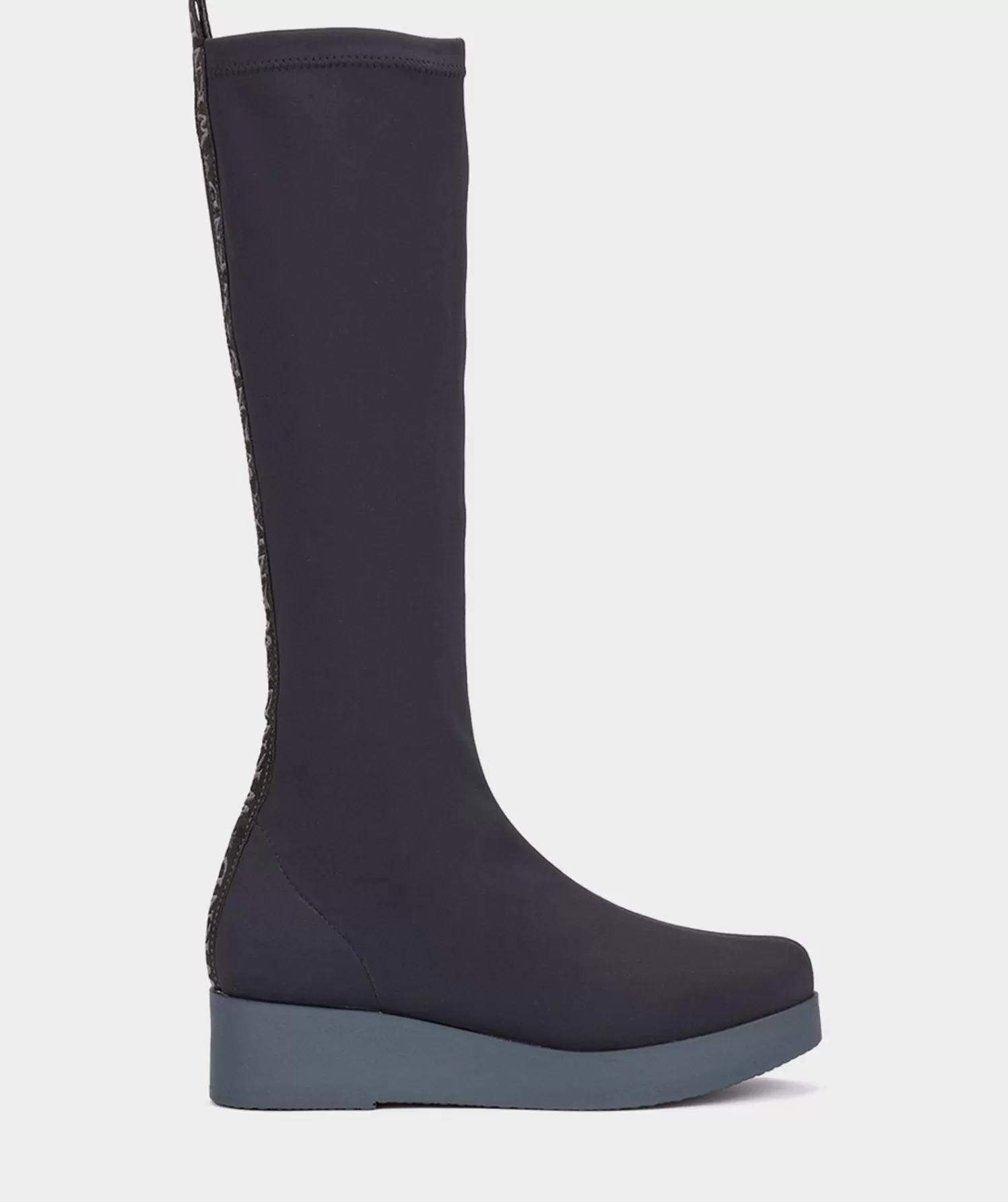 Boots | Pedro Miralles Boots Stretch Fabric High Boots In Navy Blue Colour