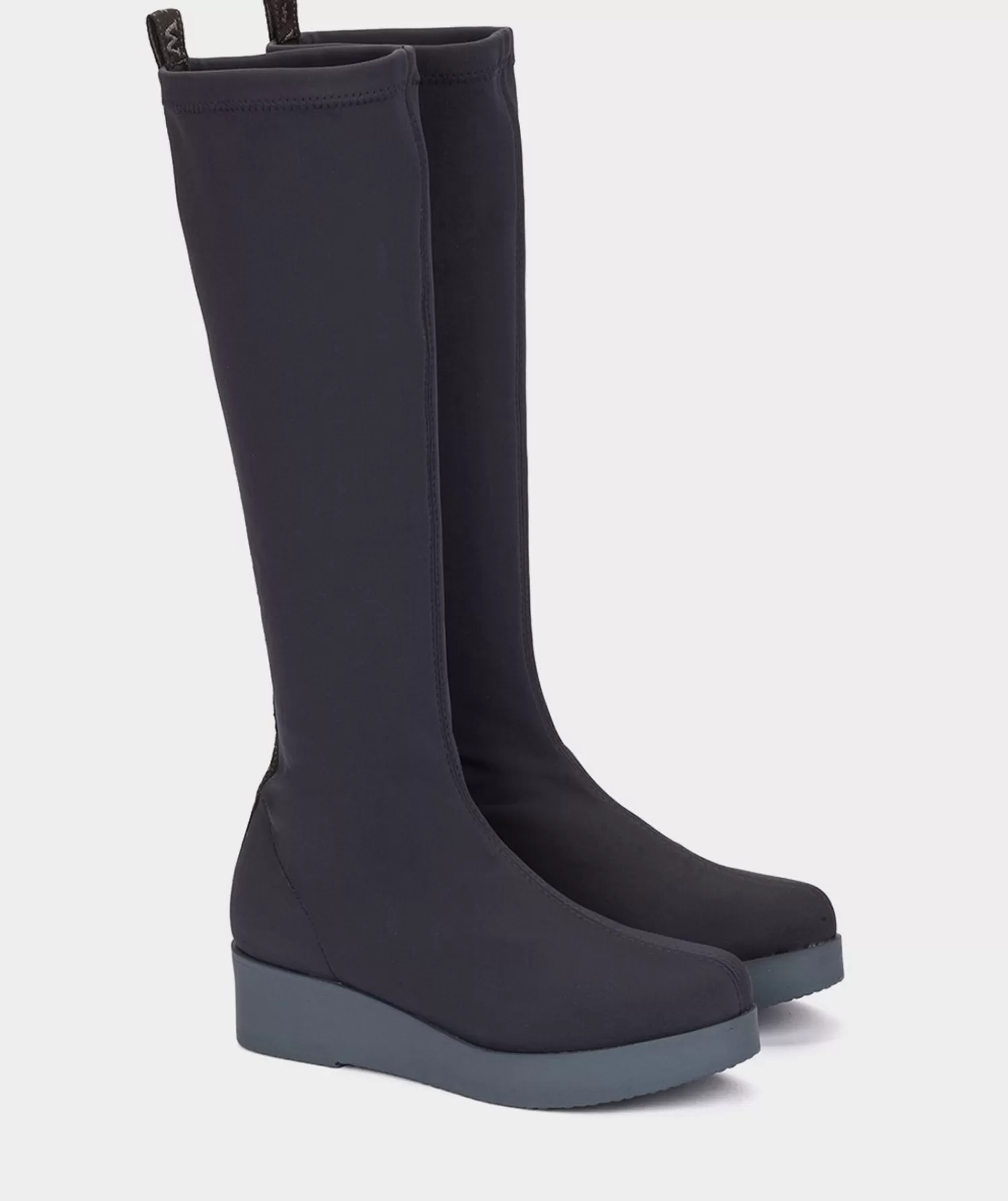 Boots | Pedro Miralles Boots Stretch Fabric High Boots In Navy Blue Colour