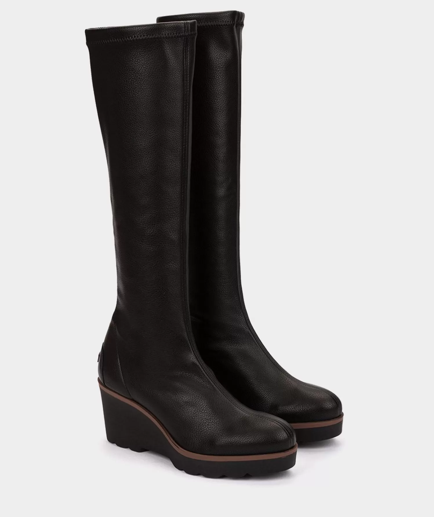 Boots | Pedro Miralles Boots Stretch Vegan Leather Knee High Boots In Black