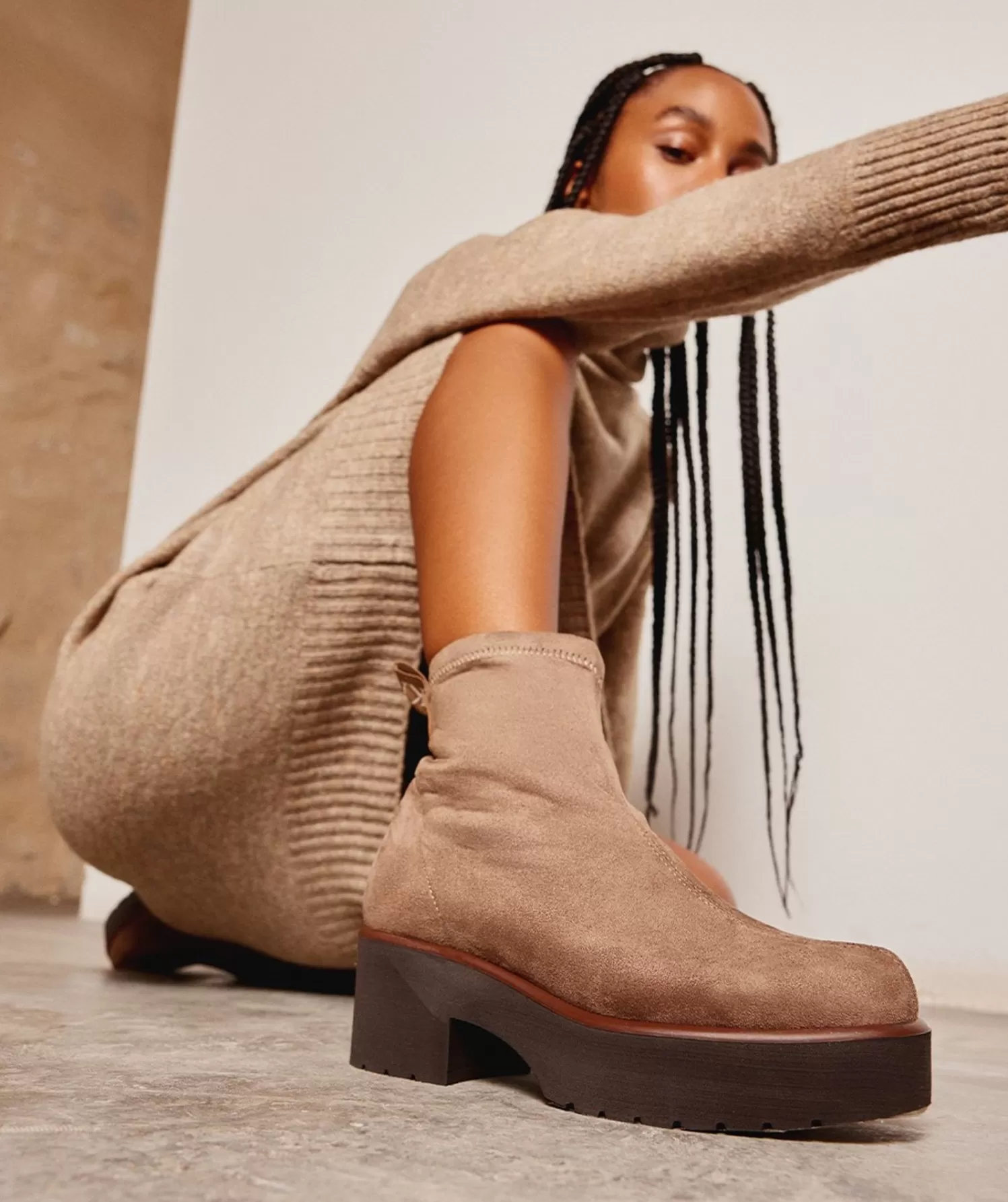 Ankle Boots | Pedro Miralles Ankle Boots Suede Effect Stretch Fabric Ankle Boots In Taupe Colour