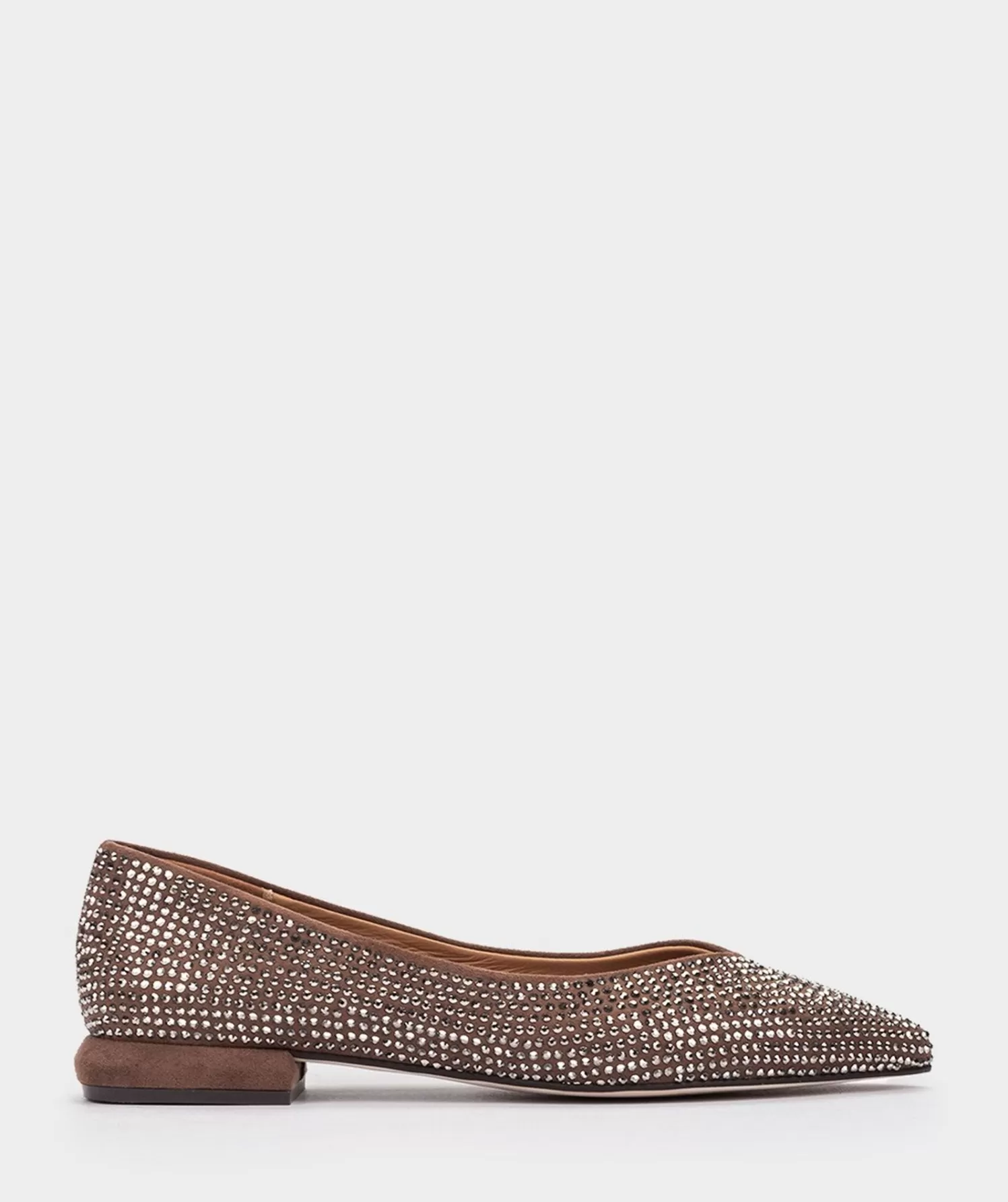 Ballet Flats | Pedro Miralles Ballet Flats Taupe Fabric Ballerinas With Shiny Details