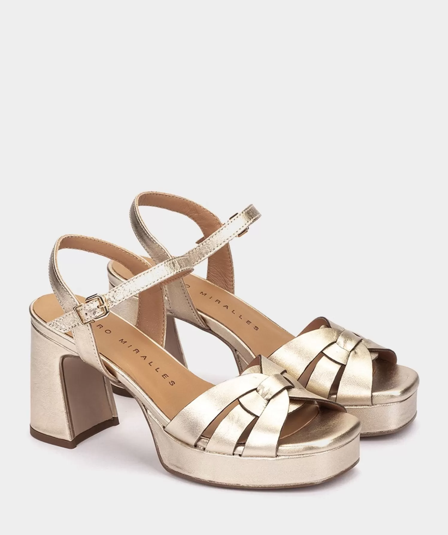 Heeled Sandals | Pedro Miralles Heeled Sandals Wide Heel Platform Sandals Made In Leather