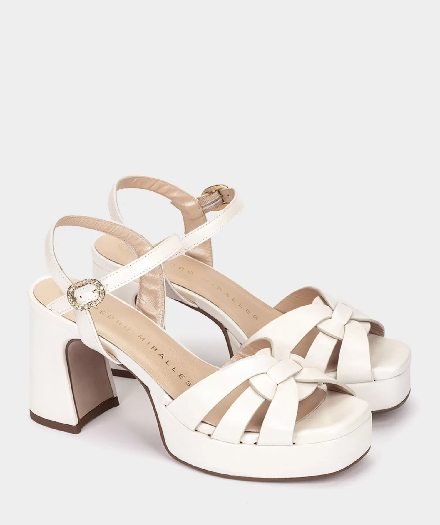 Heeled Sandals | Pedro Miralles Heeled Sandals Wide Heel Sandals With Platform Made In Leather